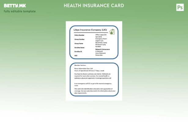 Шаблон за картичка за здравствено осигурување во Либија во модерен стил